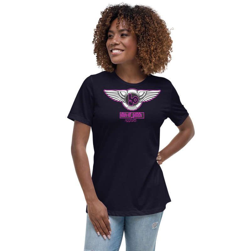 Lion Of Judah Wingz Pink logo Women's Relaxed T-Shirt