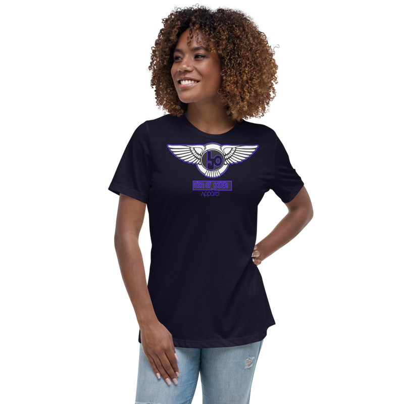 Lion Of Judah Wingz Blue logo Women's Relaxed T-Shirt