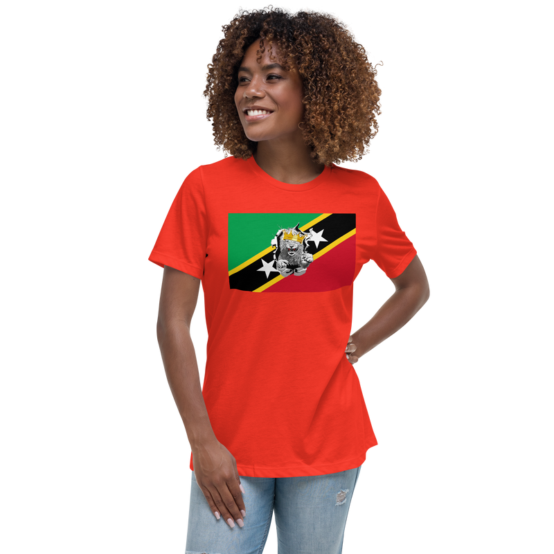 West Indian Lion of Judah St. Kitts And Nevis Flag Women's Relaxed T-Shirt
