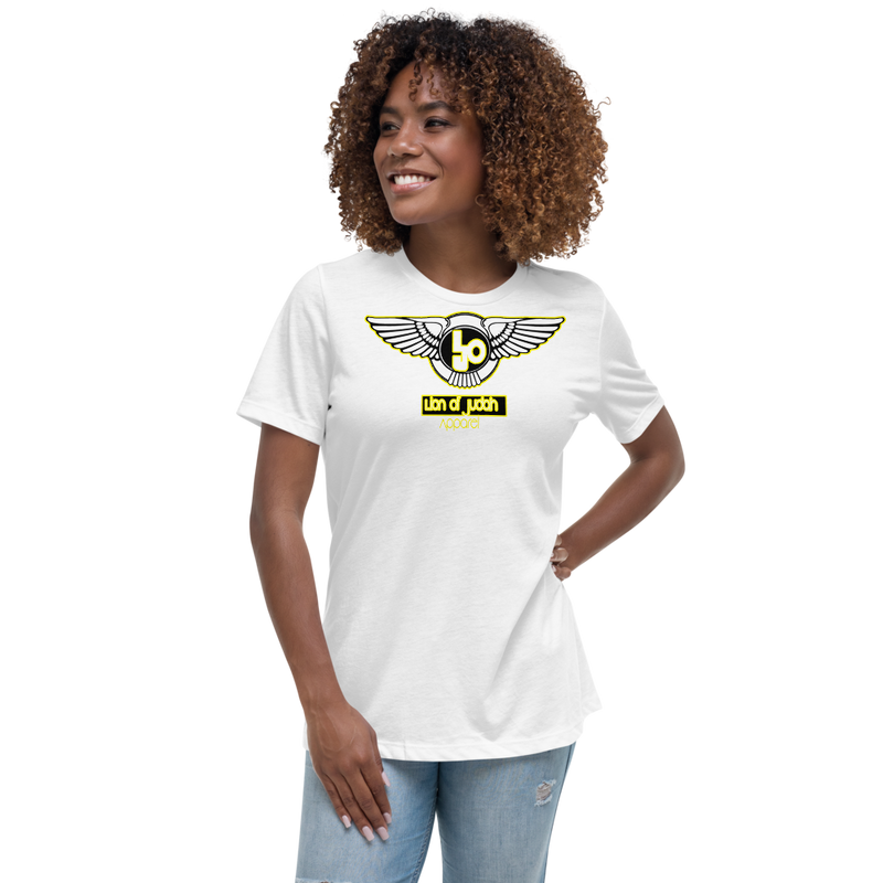 Lion Of Judah Wingz Yellow logo Women's Relaxed T-Shirt