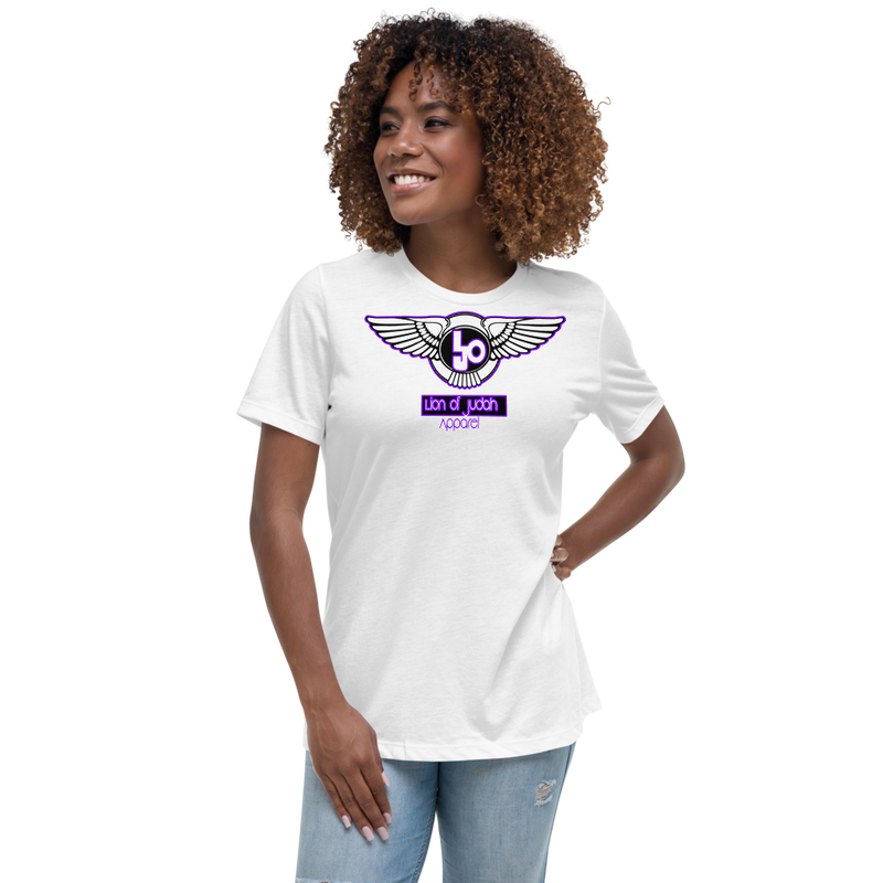 Lion Of Judah Wingz Purple logo Women's Relaxed T-Shirt