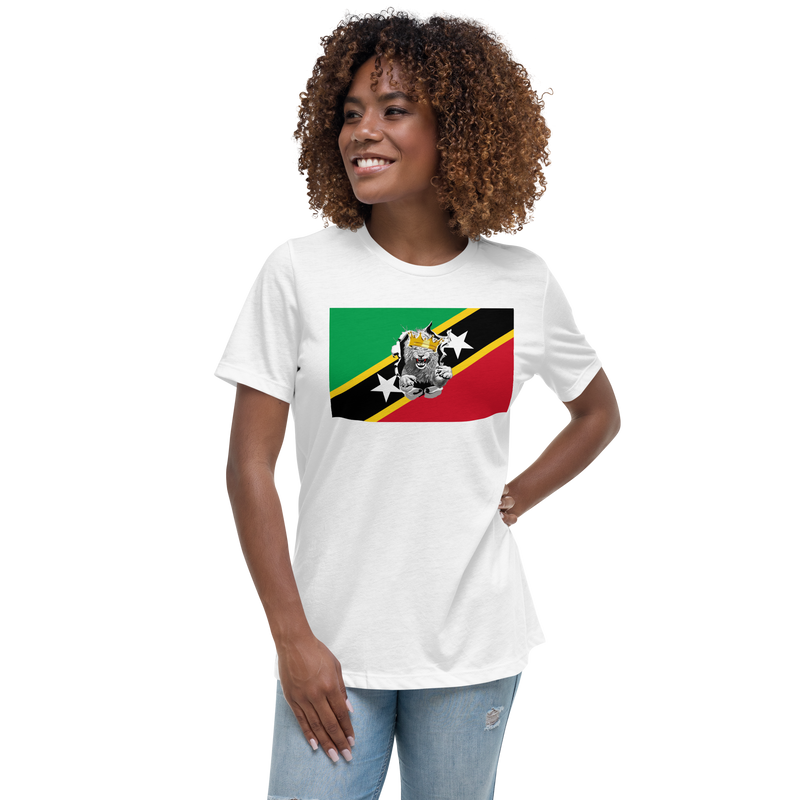 West Indian Lion of Judah St. Kitts And Nevis Flag Women's Relaxed T-Shirt