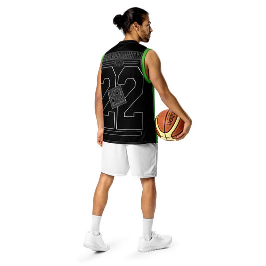 Lion Of Judah GOD Recycled Green & Black unisex basketball jersey