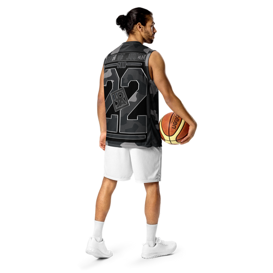 Lion Of Judah GOD Black & Grey Camo Design Pattern Recycled unisex basketball jersey