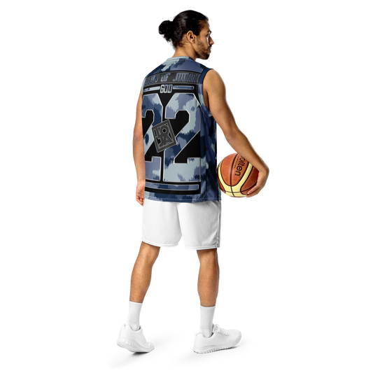 Lion Of Judah GOD Blue & Light Blue Camo Design Pattern Recycled unisex basketball jersey