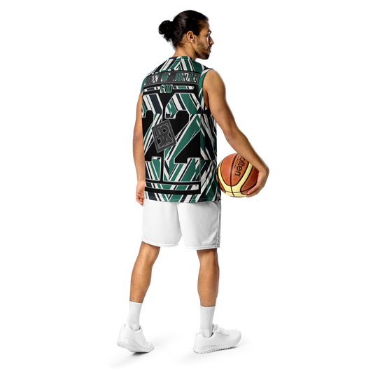 Lion Of Judah GOD Green White & Black Stripe Design Pattern Recycled unisex basketball jersey