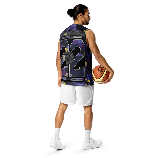 Lion Of Judah GOD Purple Camo Design Recycled unisex basketball jersey
