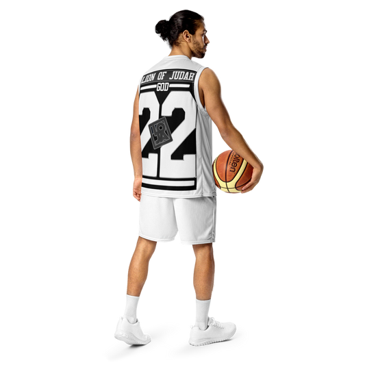 Lion Of Judah Wingz Design Recycled unisex White basketball jersey
