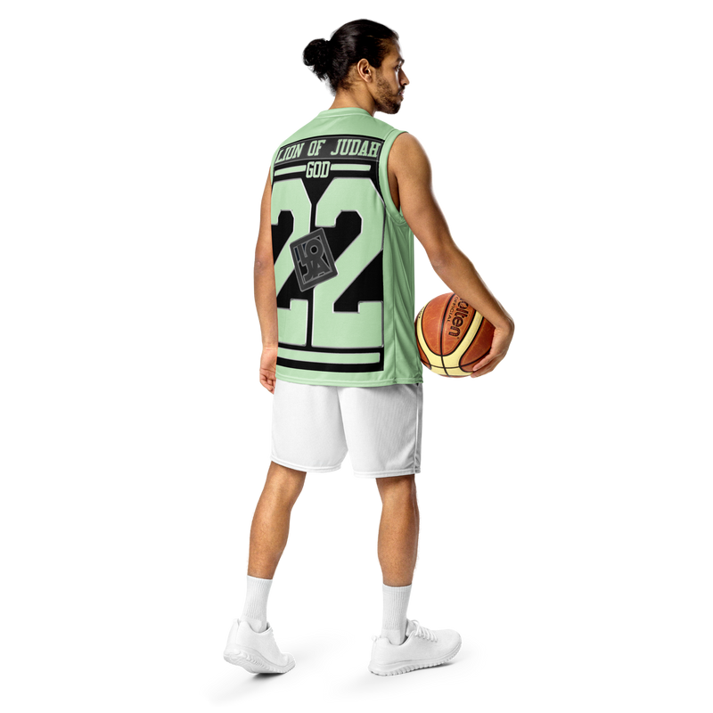 Lion Of Judah Wingz Design Recycled unisex Lite Green basketball jersey