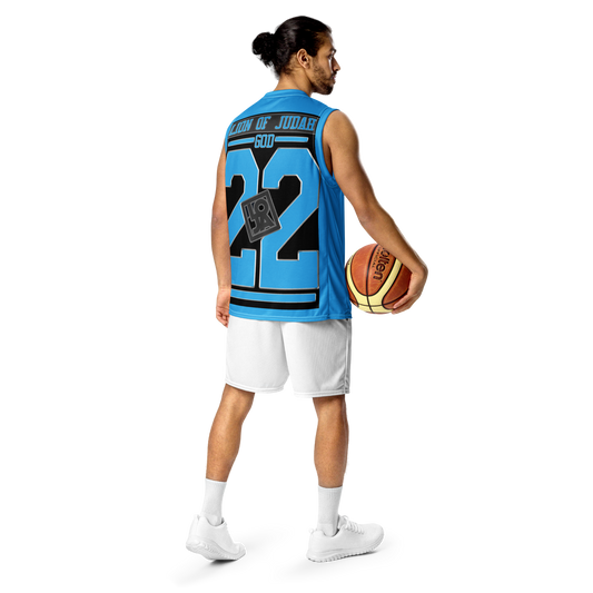 Lion Of Judah Wingz Design Recycled unisex Sky Blue basketball jersey