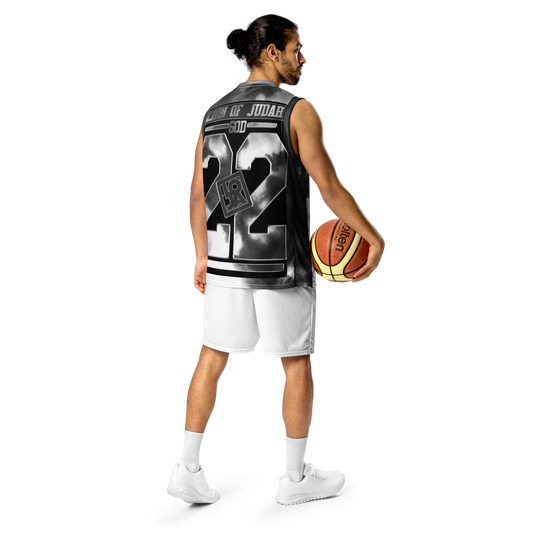 Lion Of Judah Wingz Design Recycled unisex Black watercolor basketball jersey