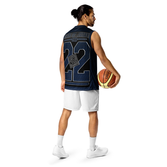 Lion Of Judah Wingz Design Recycled unisex Geometric Navy Blue Design basketball jersey