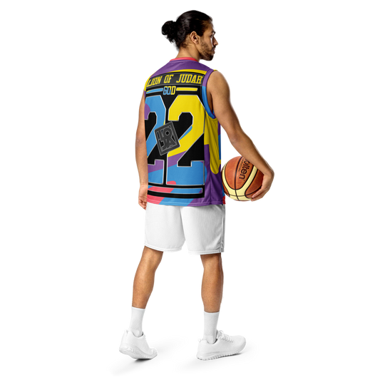 Lion Of Judah Wingz Design Recycled unisex Playful & Colorful Design basketball jersey