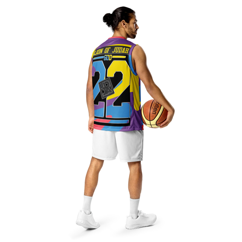 Lion Of Judah Wingz Design Recycled unisex Playful & Colorful Design basketball jersey