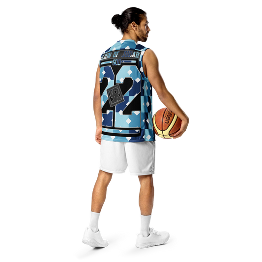 Lion Of Judah Wingz Design Recycled unisex Blue Geometric Design basketball jersey