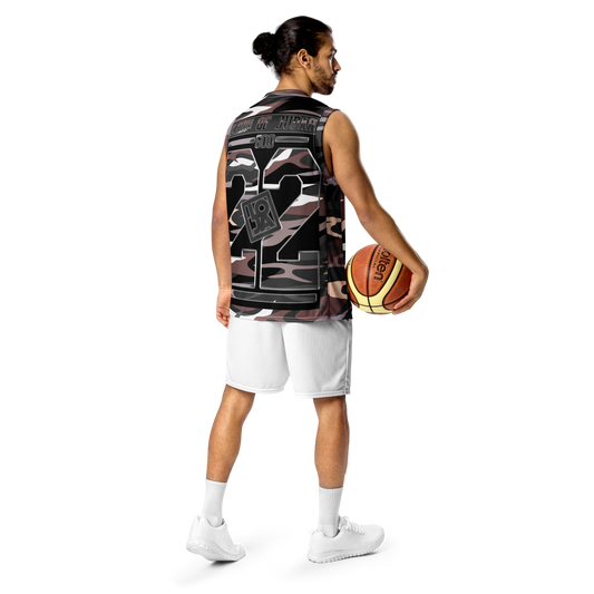Lion Of Judah Wingz Design Recycled unisex Black & Brown Camouflage Design basketball jersey