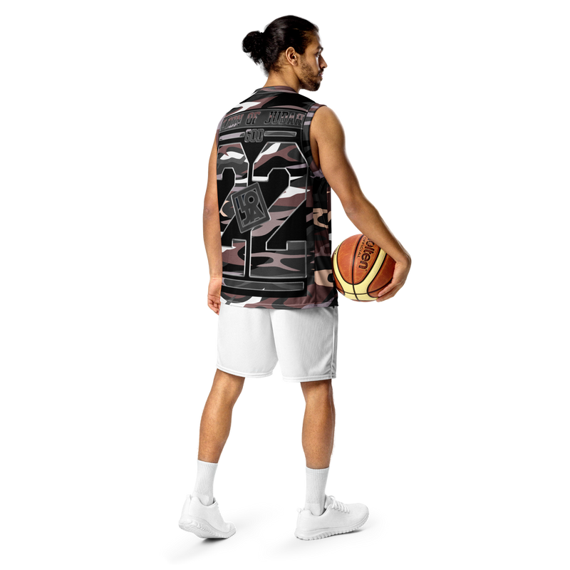 Lion Of Judah Wingz Design Recycled unisex Black & Brown Camouflage Design basketball jersey