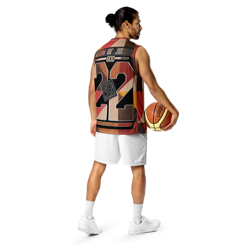 Lion Of Judah Wingz Design Recycled unisex Brown Pattern Design basketball jersey