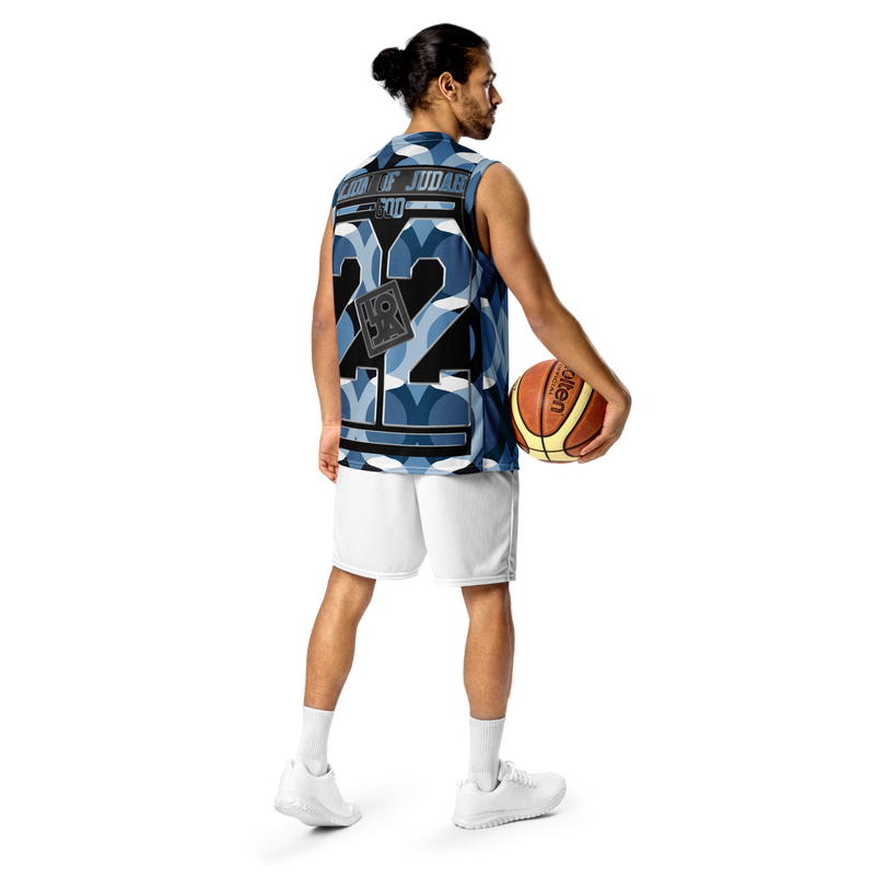 Lion Of Judah Wingz Design Recycled unisex Blue Pattern Design basketball jersey
