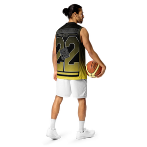 Lion Of Judah God Design Recycled unisex Black & Yellow fade basketball jersey