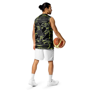 Lion Of Judah God Design Recycled unisex Black & Green Camouflage Design basketball jersey