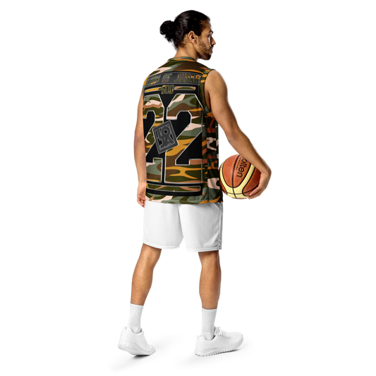 Lion Of Judah God Design Recycled unisex Green & Orange Camouflage Design basketball jersey