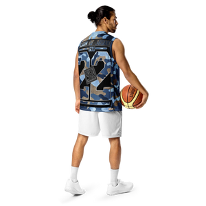 Lion Of Judah God Design Recycled unisex Dark Blue & Light Blue Camouflage Design basketball jersey