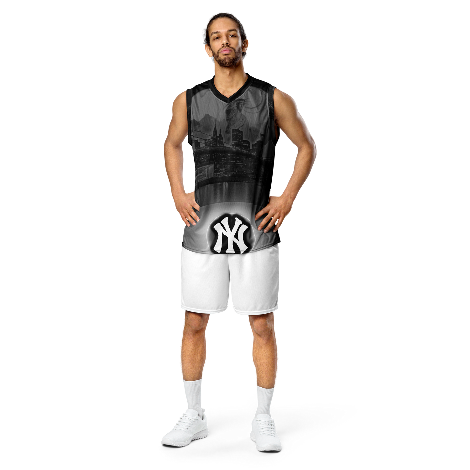 NYC New York City Skyline Recycled unisex basketball jersey