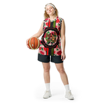 Lion Of Judah GOD Red Flowers Design Recycled unisex basketball jersey