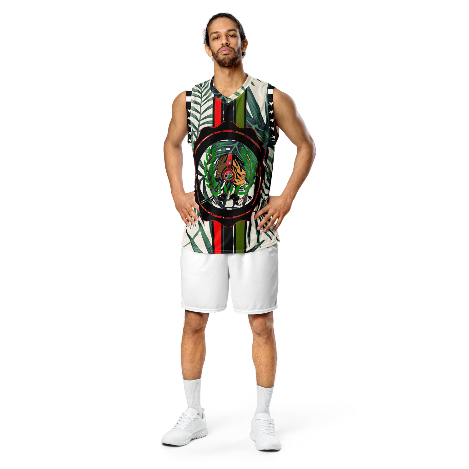 Lion Of Judah GOD Plant Design Print Recycled unisex basketball jersey