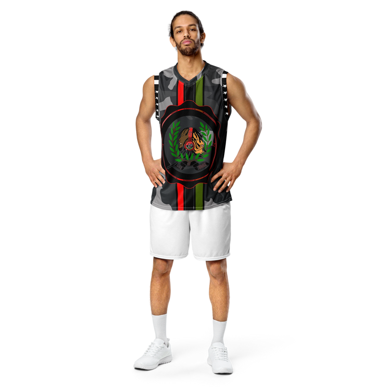Lion Of Judah GOD Black & Grey Camo Design Pattern Recycled unisex basketball jersey