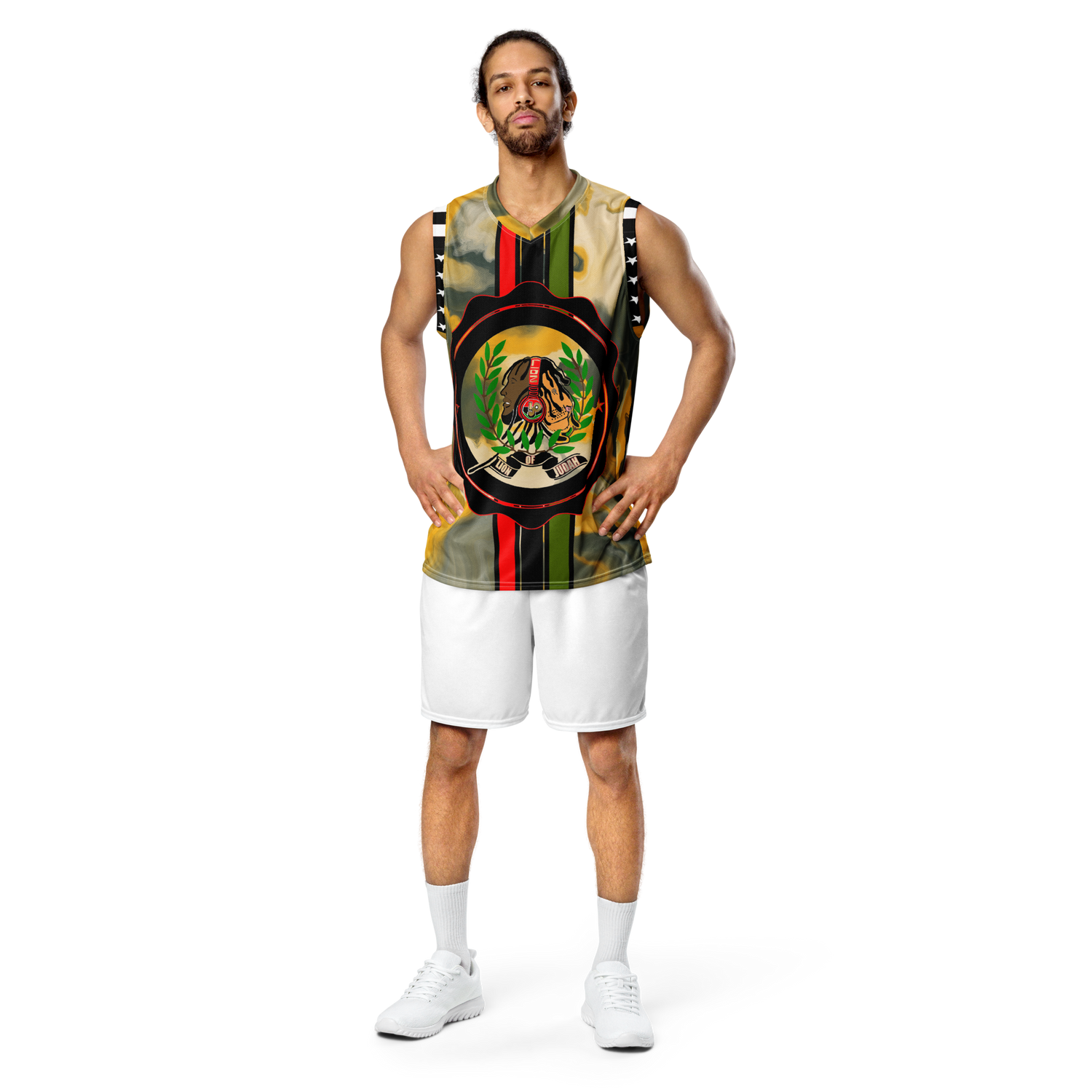 Lion Of Judah GOD Design Print Pattern Recycled unisex basketball jersey