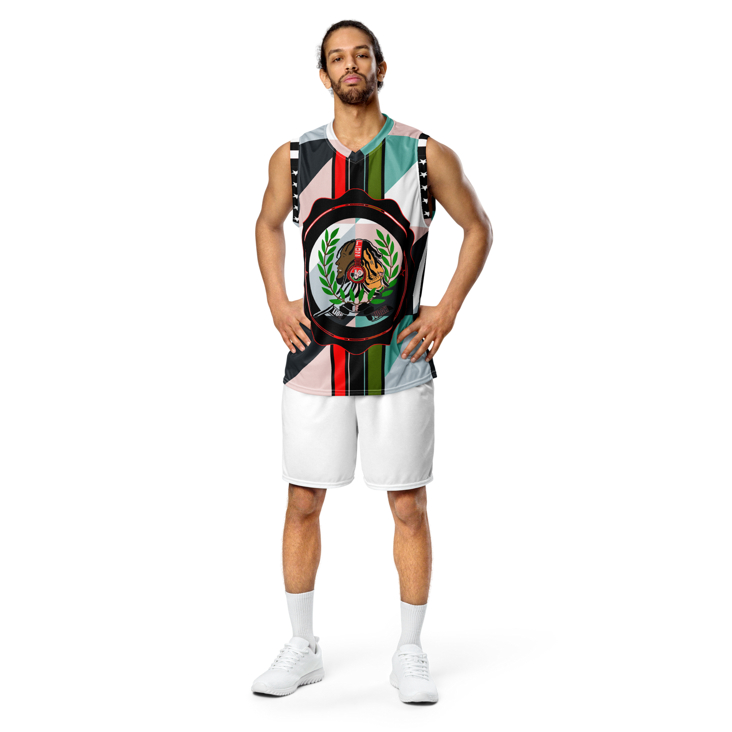 Lion Of Judah GOD Color Design Print Pattern Recycled unisex basketball jersey