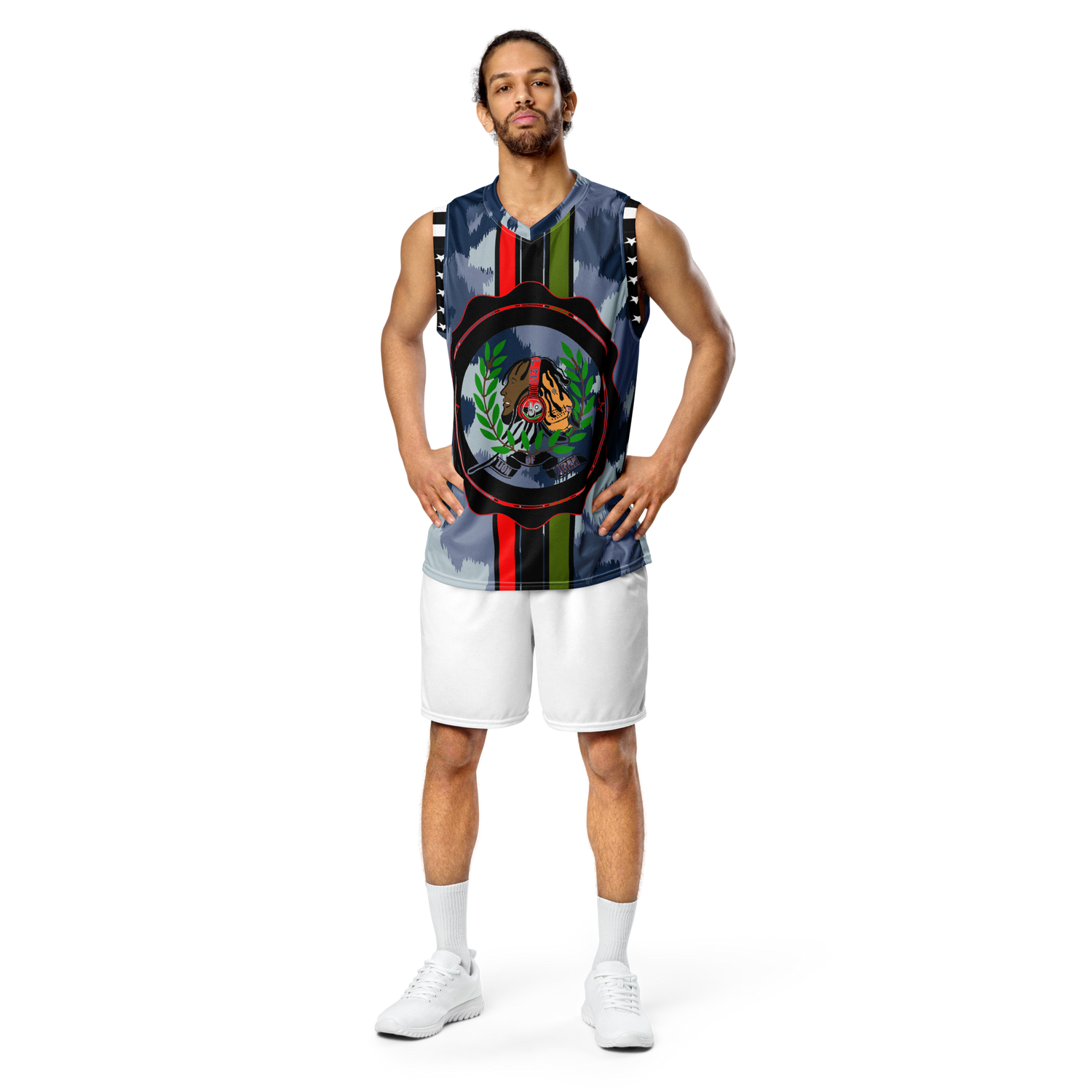 Lion Of Judah GOD Blue & Light Blue Camo Design Pattern Recycled unisex basketball jersey
