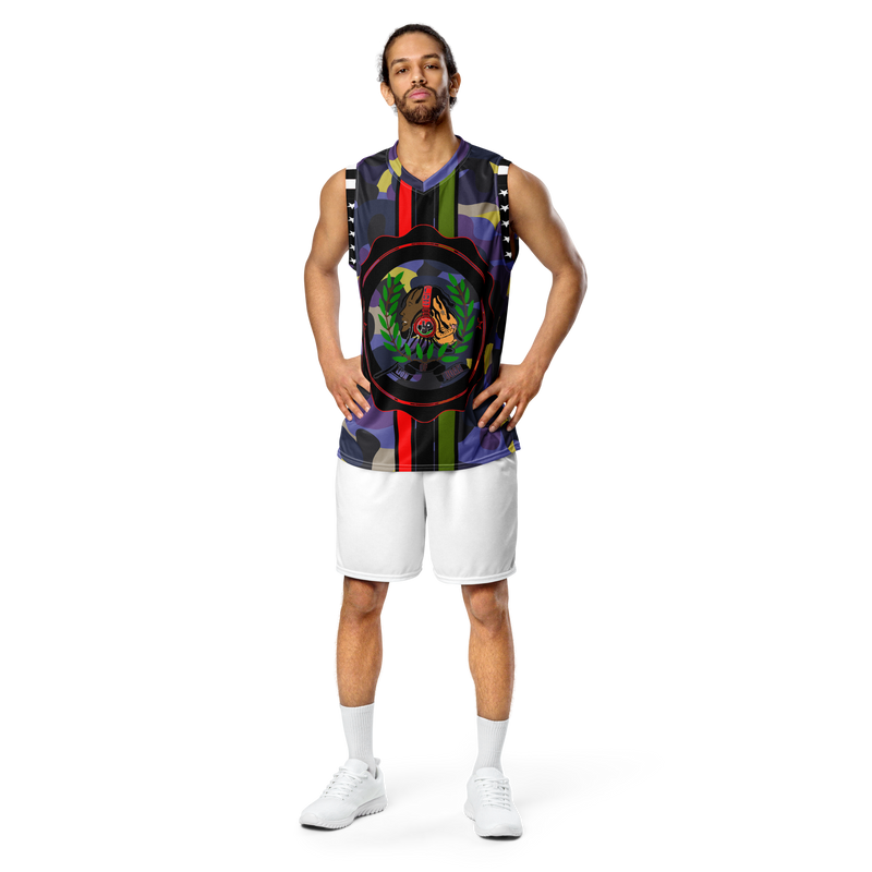 Lion Of Judah GOD Purple Camo Design Recycled unisex basketball jersey