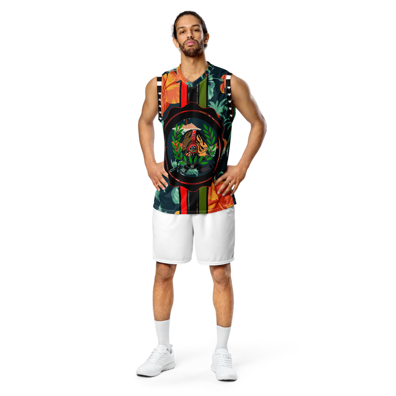 Lion Of Judah GOD flower Design Recycled unisex basketball jersey
