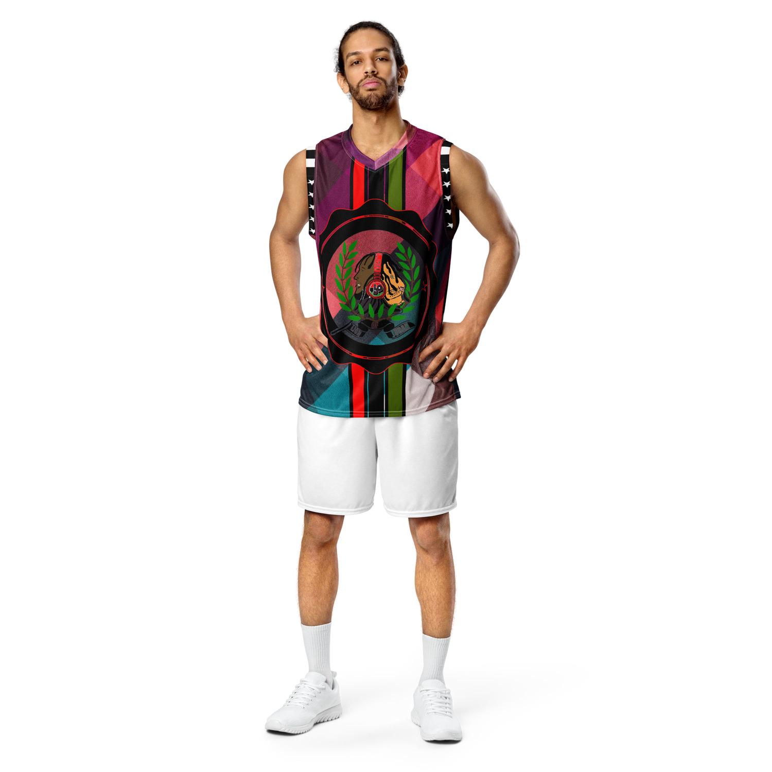 Lion Of Judah GOD Colorful Bright Pattern Design Recycled unisex basketball jersey