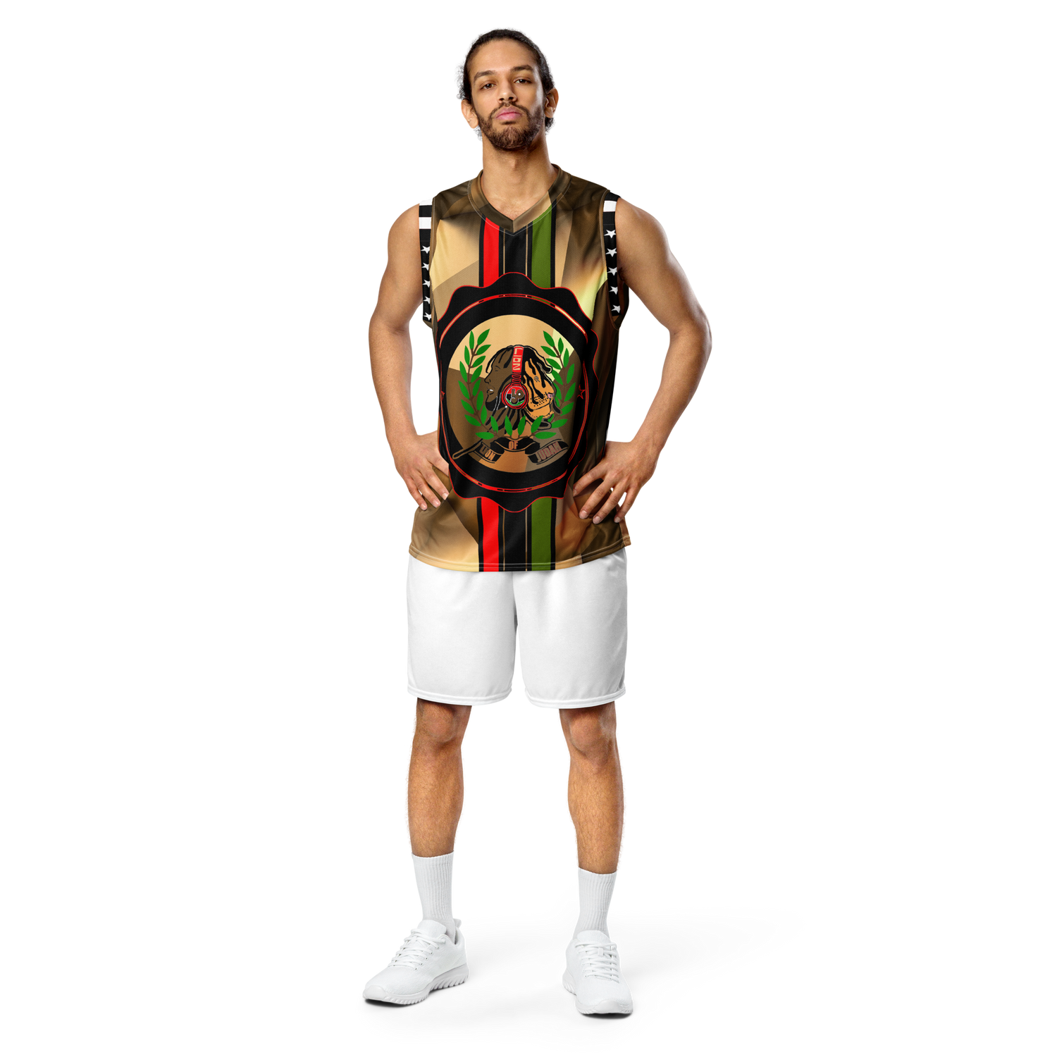 Lion Of Judah GOD Tan, Light Brown & Dark Brown Pattern Design Recycled unisex basketball jersey