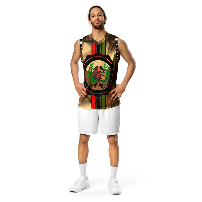 Lion Of Judah GOD Tan, Light Brown & Dark Brown Pattern Design Recycled unisex basketball jersey