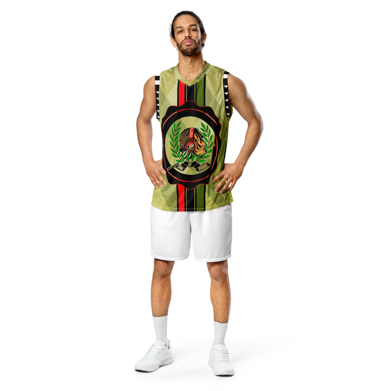 Lion Of Judah GOD Light Green Pattern Design Recycled unisex basketball jersey