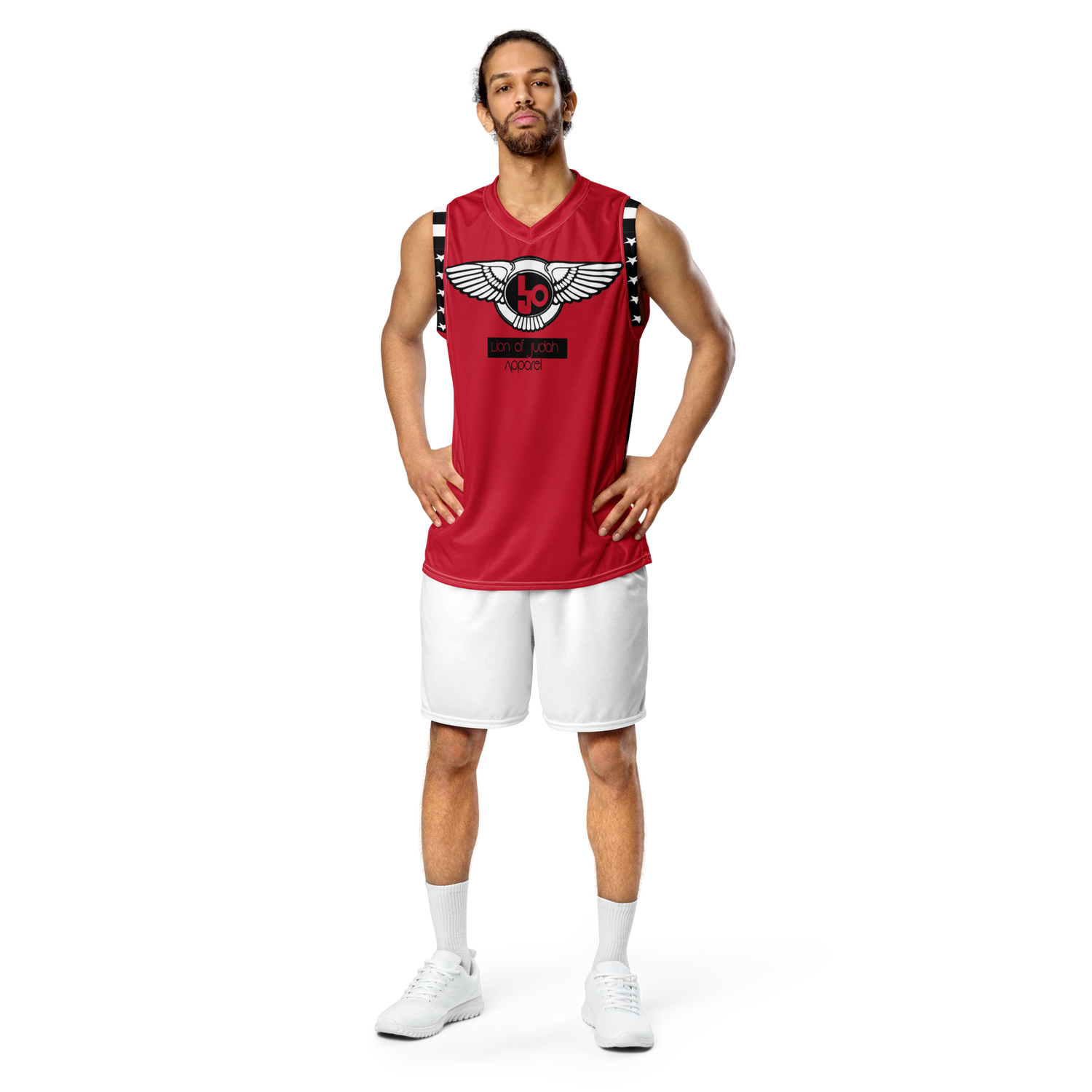 Lion Of Judah Wingz Design Recycled unisex Red basketball jersey