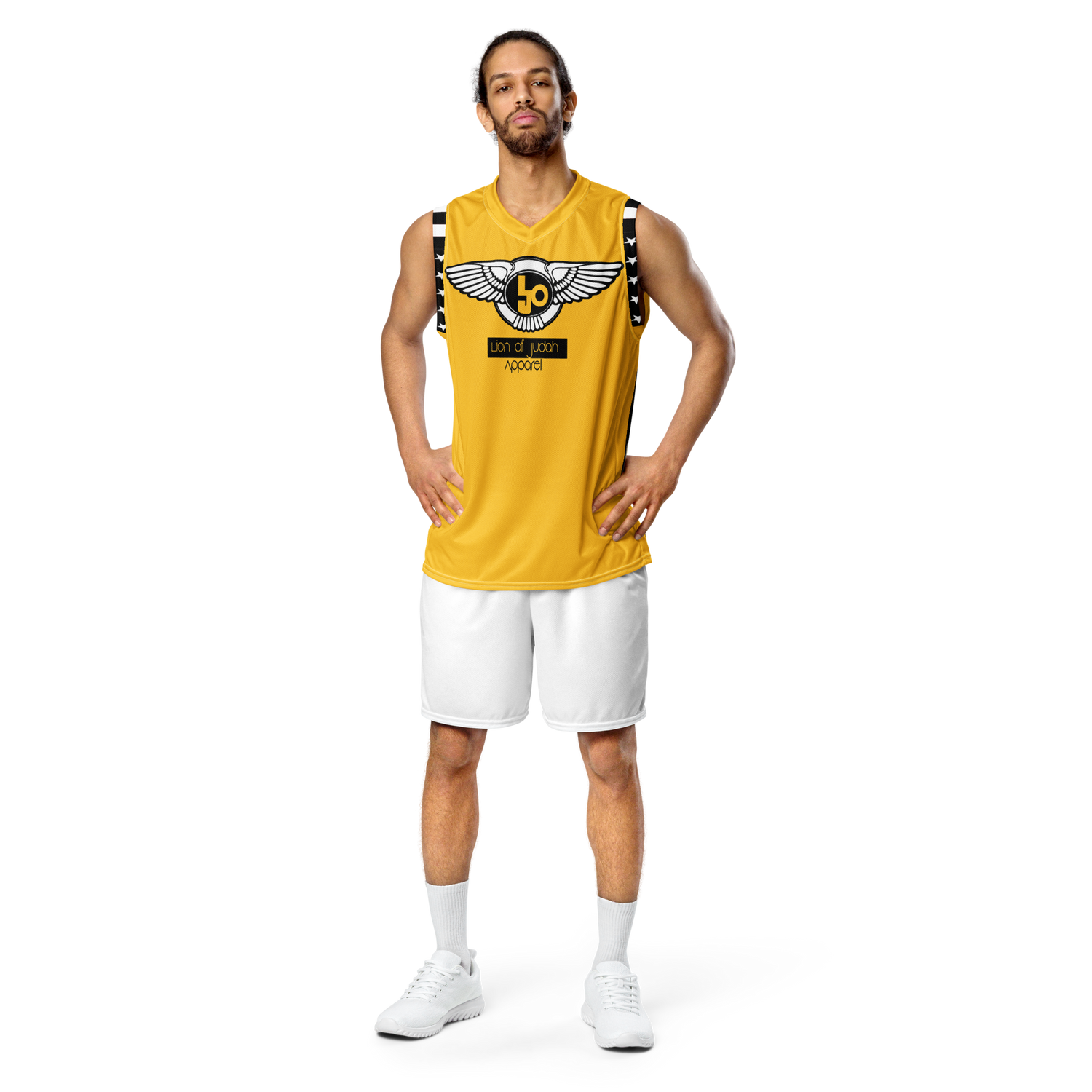 Lion Of Judah Wingz Design Recycled unisex Yellow basketball jersey