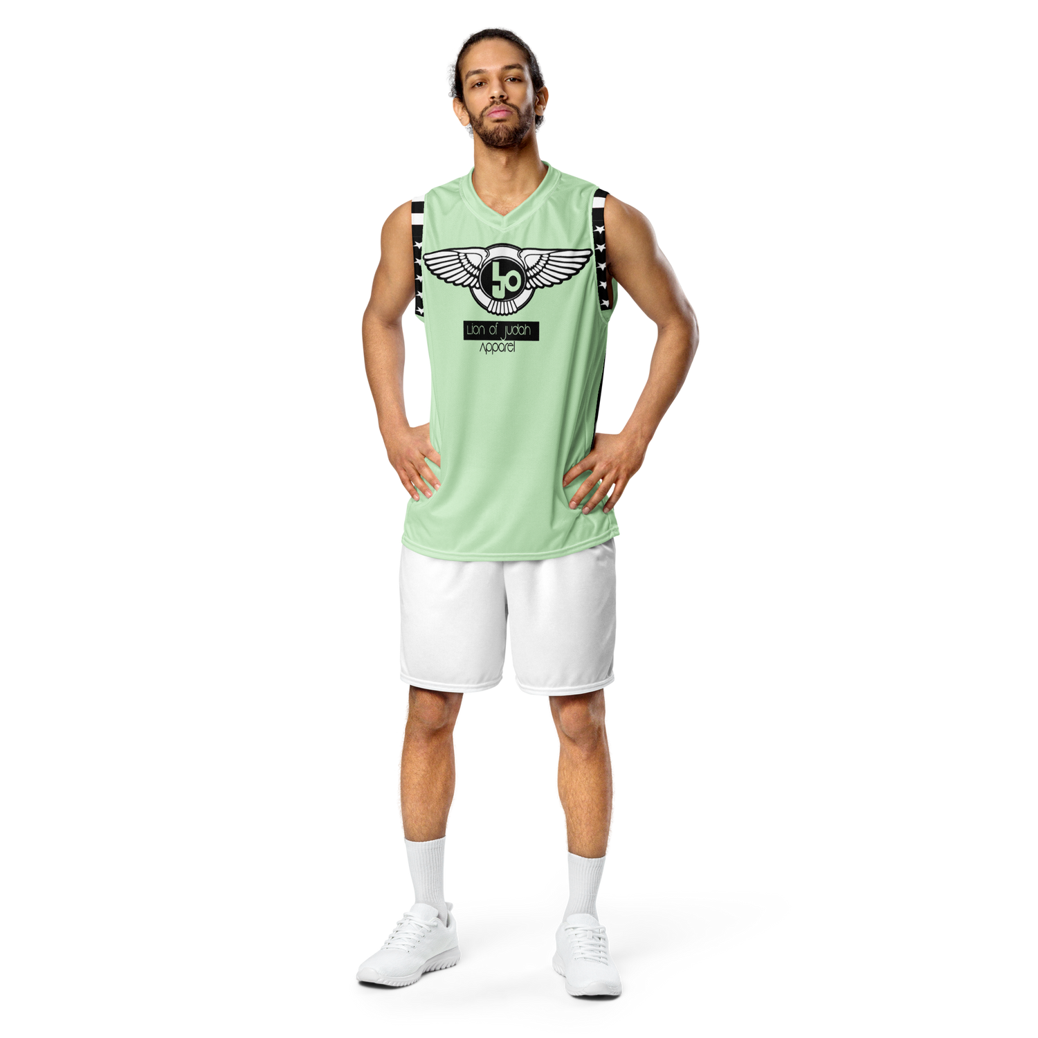 Lion Of Judah Wingz Design Recycled unisex Lite Green basketball jersey