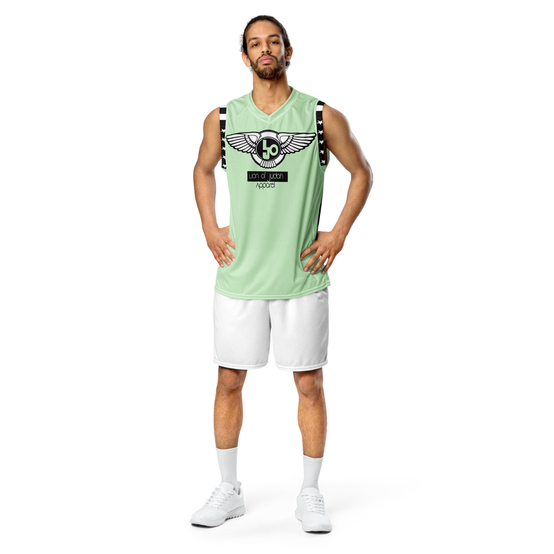 Lion Of Judah Wingz Design Recycled unisex Lite Green basketball jersey