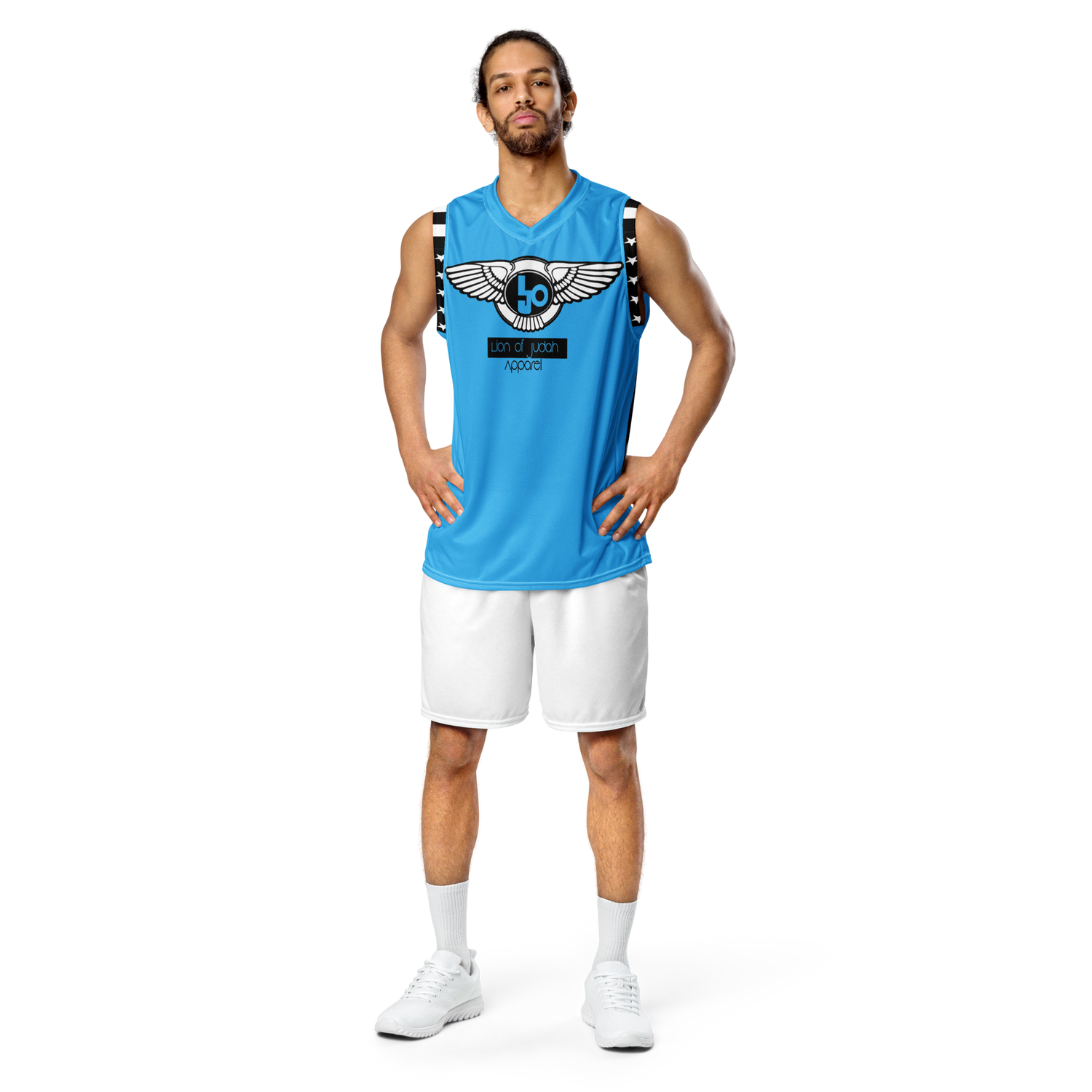 Lion Of Judah Wingz Design Recycled unisex Sky Blue basketball jersey