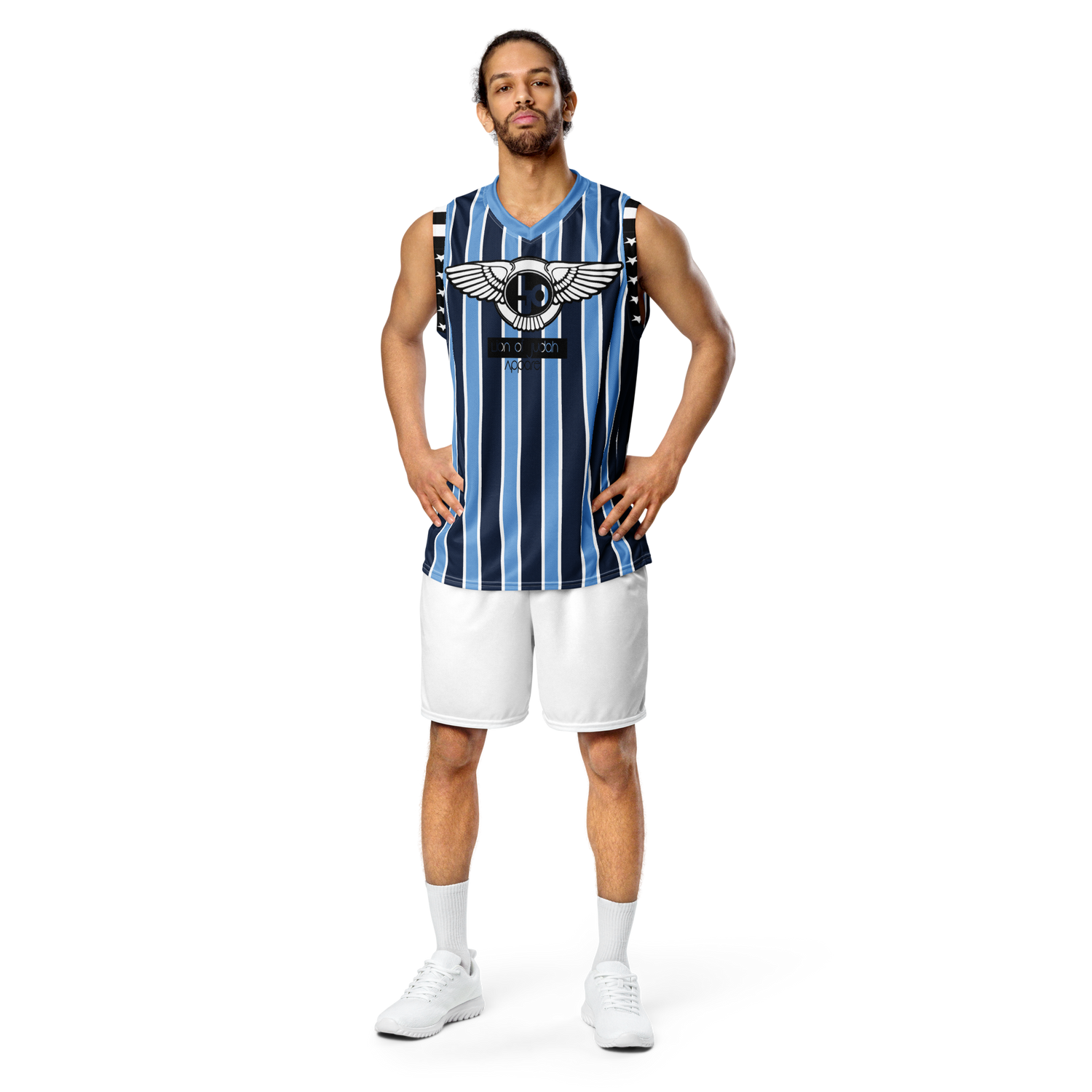 Lion Of Judah Wingz Design Recycled unisex Stripes V.2 basketball jersey