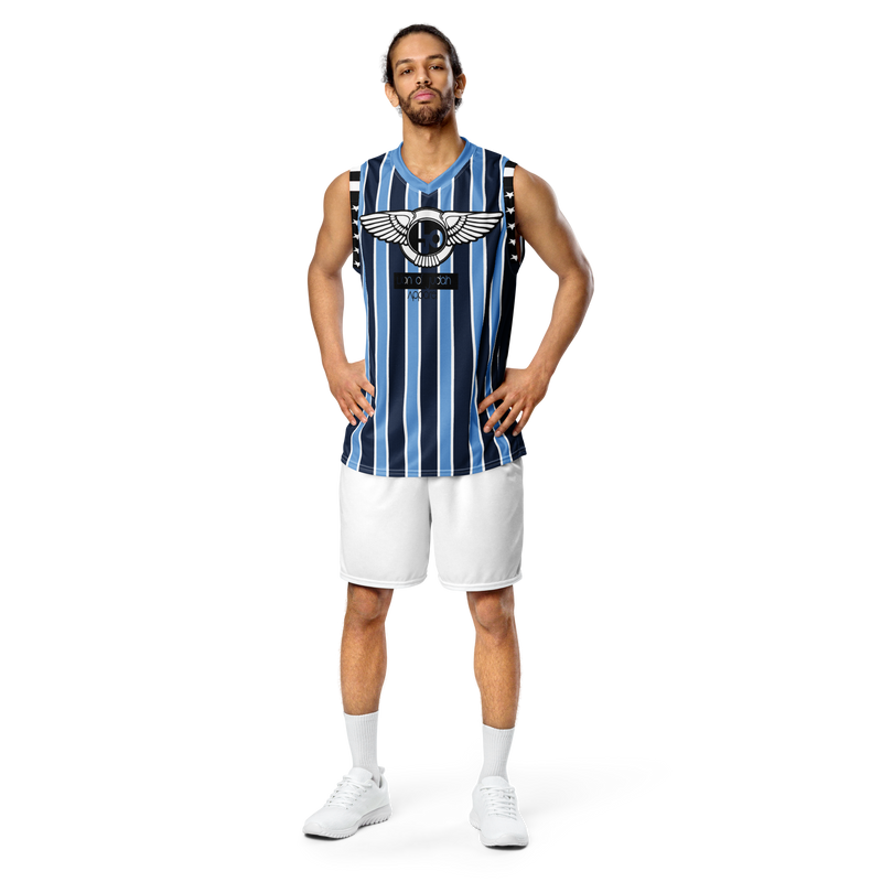 Lion Of Judah Wingz Design Recycled unisex Stripes V.2 basketball jersey