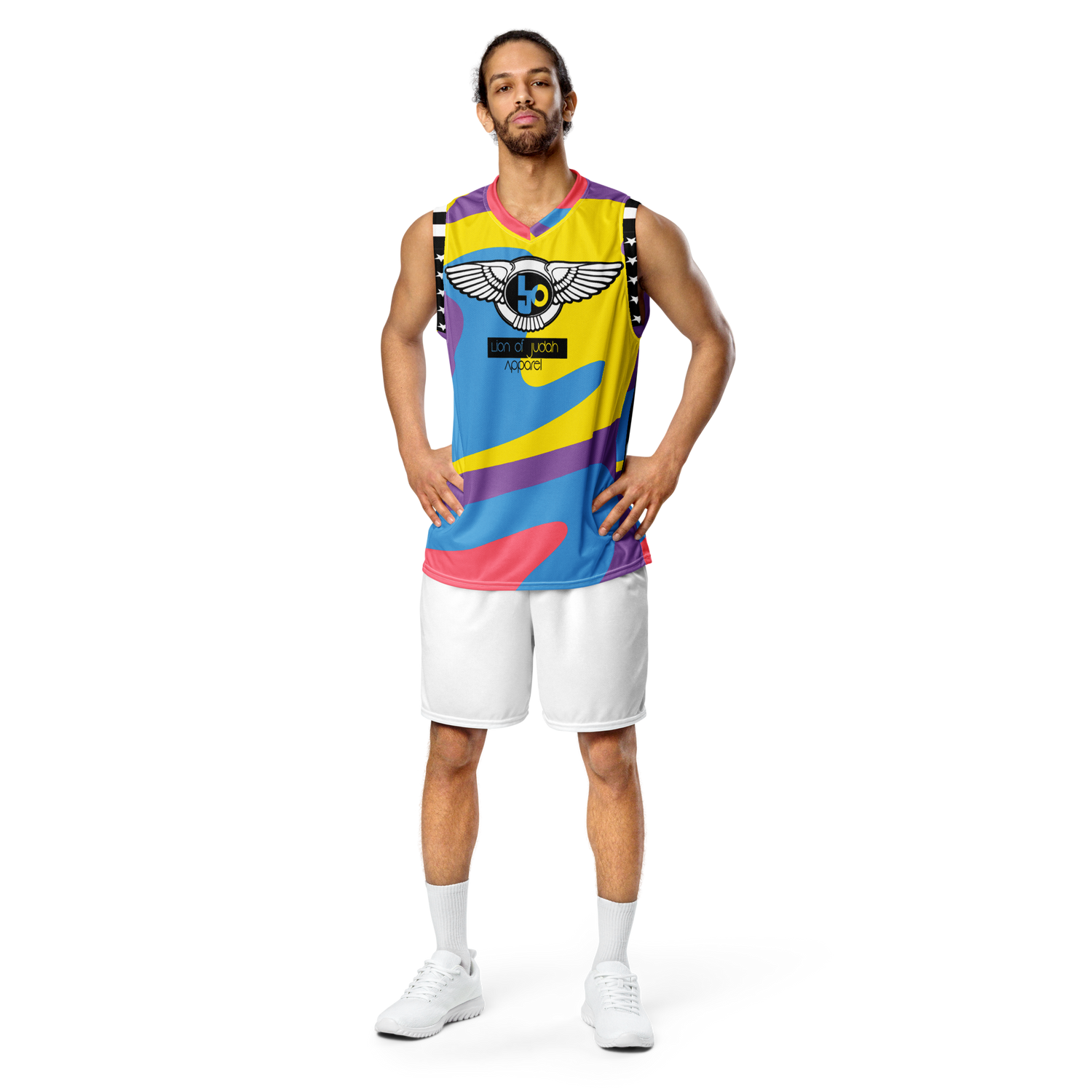 Lion Of Judah Wingz Design Recycled unisex Playful & Colorful Design basketball jersey