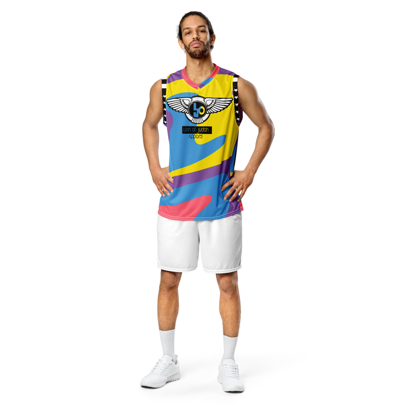 Lion Of Judah Wingz Design Recycled unisex Playful & Colorful Design basketball jersey