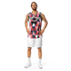 Lion Of Judah Wingz Design Recycled unisex Red & Blue Triangle Plaid Design basketball jersey